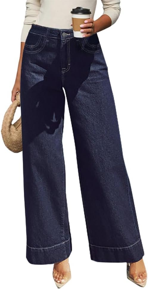 Women’s High Waisted Wide Leg Jeans – Stretchy Straight Leg Denim Pants, 2025 Trendy Casual Comfort Fit