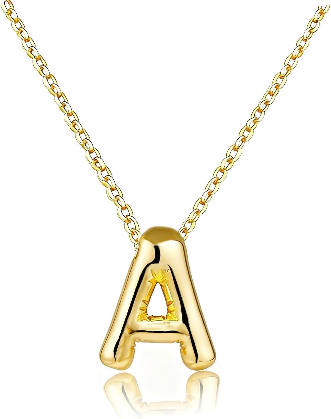 MTINEAPS Gold Initial Necklaces Gifts for Teen Girls Women, Teen Girl Gift Trendy Bubble Letter Pendant Necklace Jewelry Personalized Birthday Gifts for Girls Teens Women