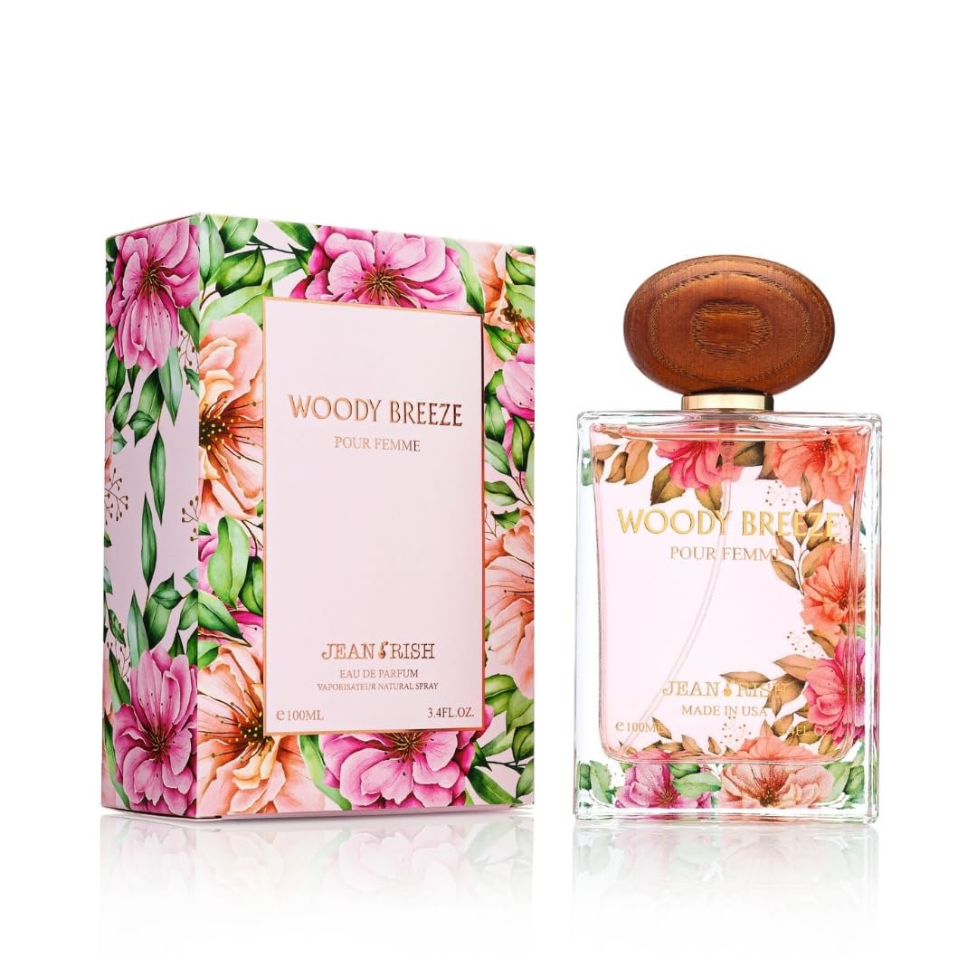 Jean Rish Woody Breeze Eau De Parfum For Women (3.4 Fl Oz / 100ml) with Pear-Jasmine-Vanilla, Long Lasting and Luxury Fragrance, Made in USA