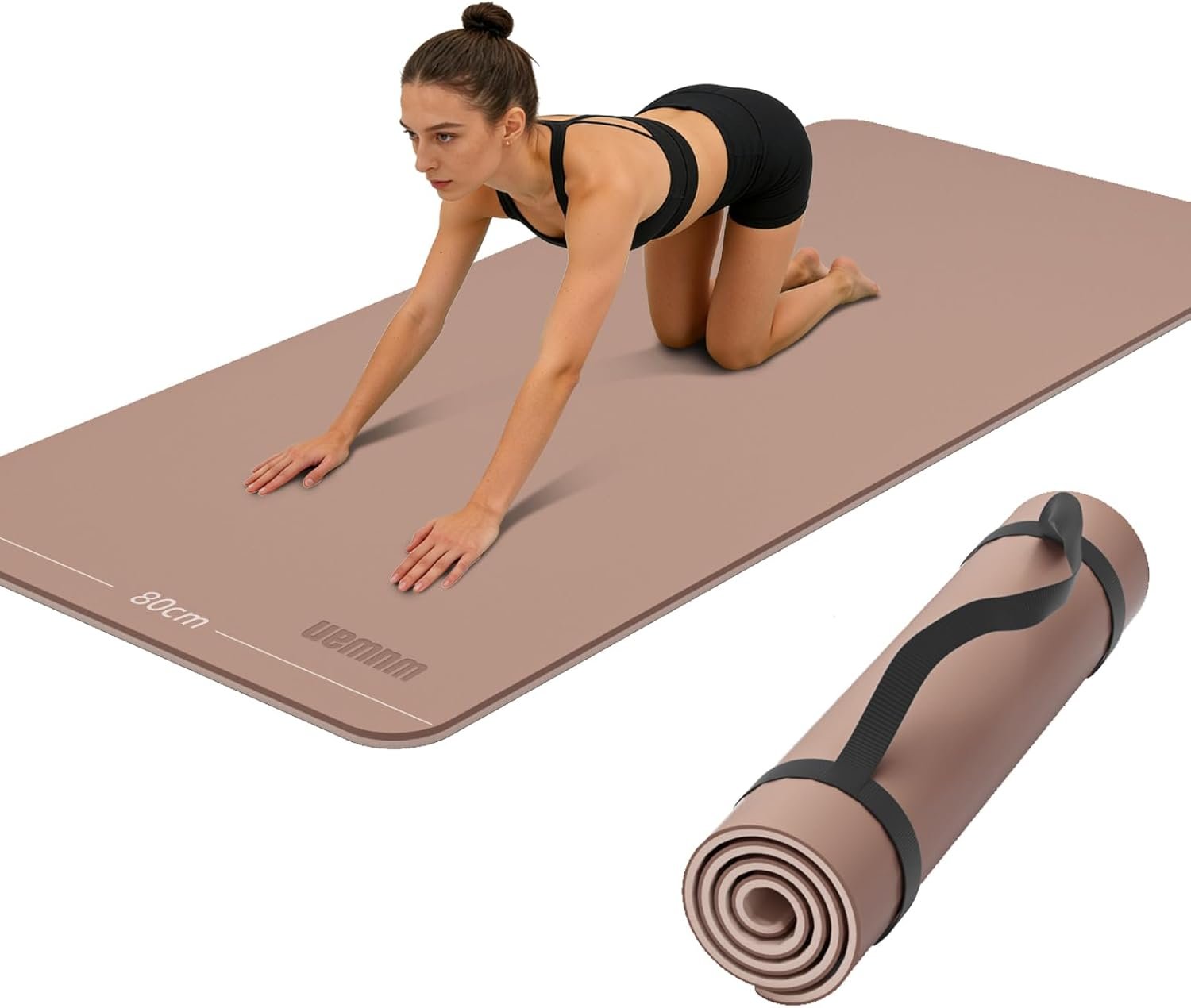 Wide Yoga Mat-80cm Non Slip Extra Thick 1/3” Fitness Exercise Mat TPE Material High Resiliency Hot Yoga Mats(72“L x 32″W) With Carry Strap for Women Yoga Pilates, Home Floor Workout