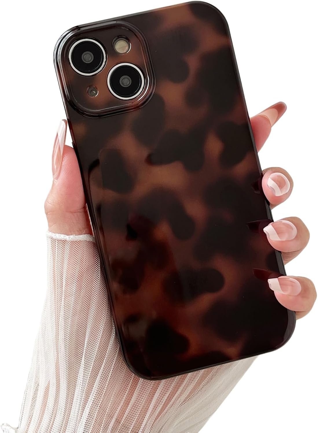 Huahuacase Compatible with for iPhone 14 Case, Tortoise Shell Chic Amber Brown Print Leopard, Classic Soft TPU Protective Shockproof Case for iPhone 14 6.1 ”Color2