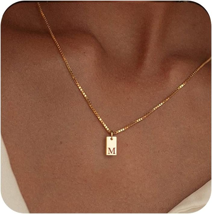 Initial Necklaces for Women 14K Gold Plated Letter Necklace Dainty Name Pendant Necklace Personalized Christmas Gifts for Women Trendy Gold Jewelry