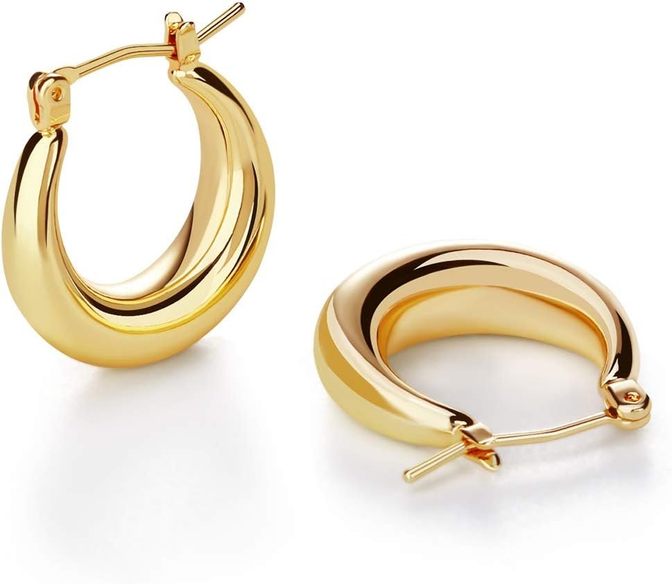 LILIE&WHITE Chunky Gold Hoop Earrings for Women Cute Fashion Hypoallergenic earrings Minimalist Jewelry Gift