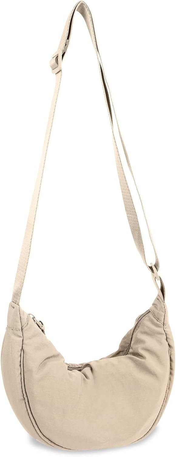 Nylon Crescent Crossbody Bag for Women Purses Trendy Men,Small Travel Sling Bag Hobo