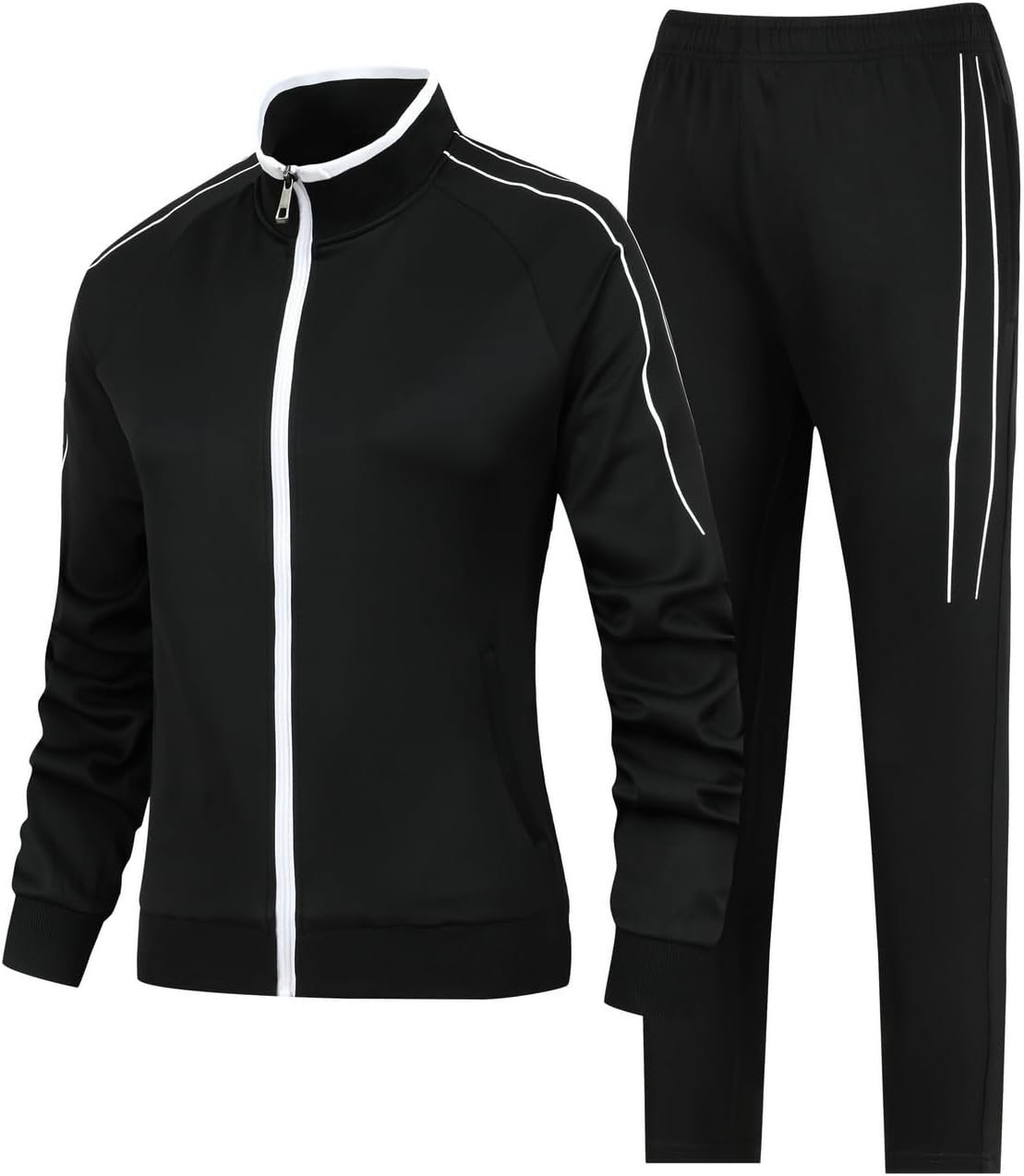 Women’s 2 Pieces Athletic Tracksuit Full-Zip Workout Sweatsuit with Active Jackets and Pants
