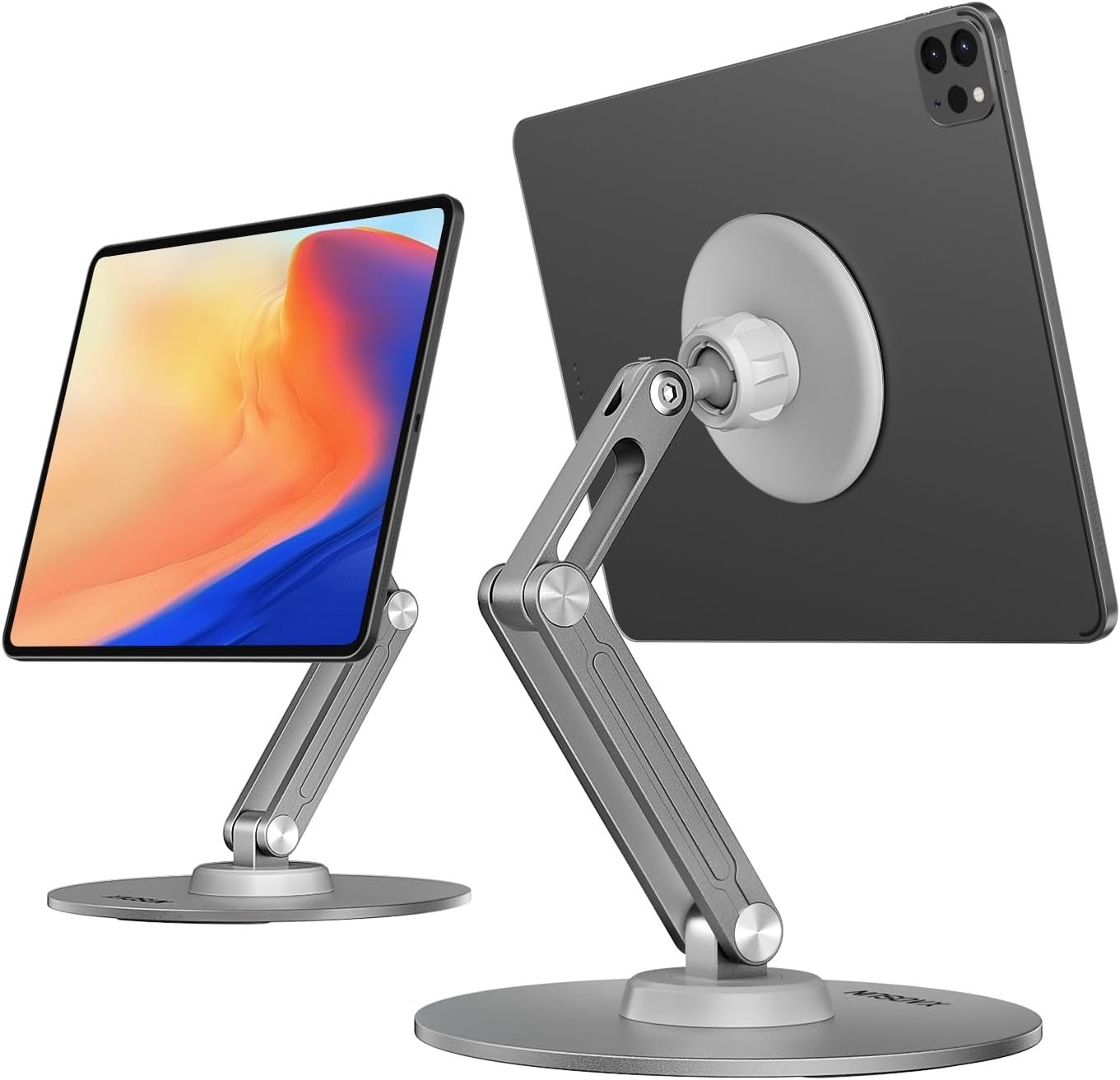 XAOSUN Tablet Stand Magnetic for ipad Stand Desk Multi-Angle, Adjustable Foldable Tablet Holder,Metal 360°Rotation,Home Office Accessories