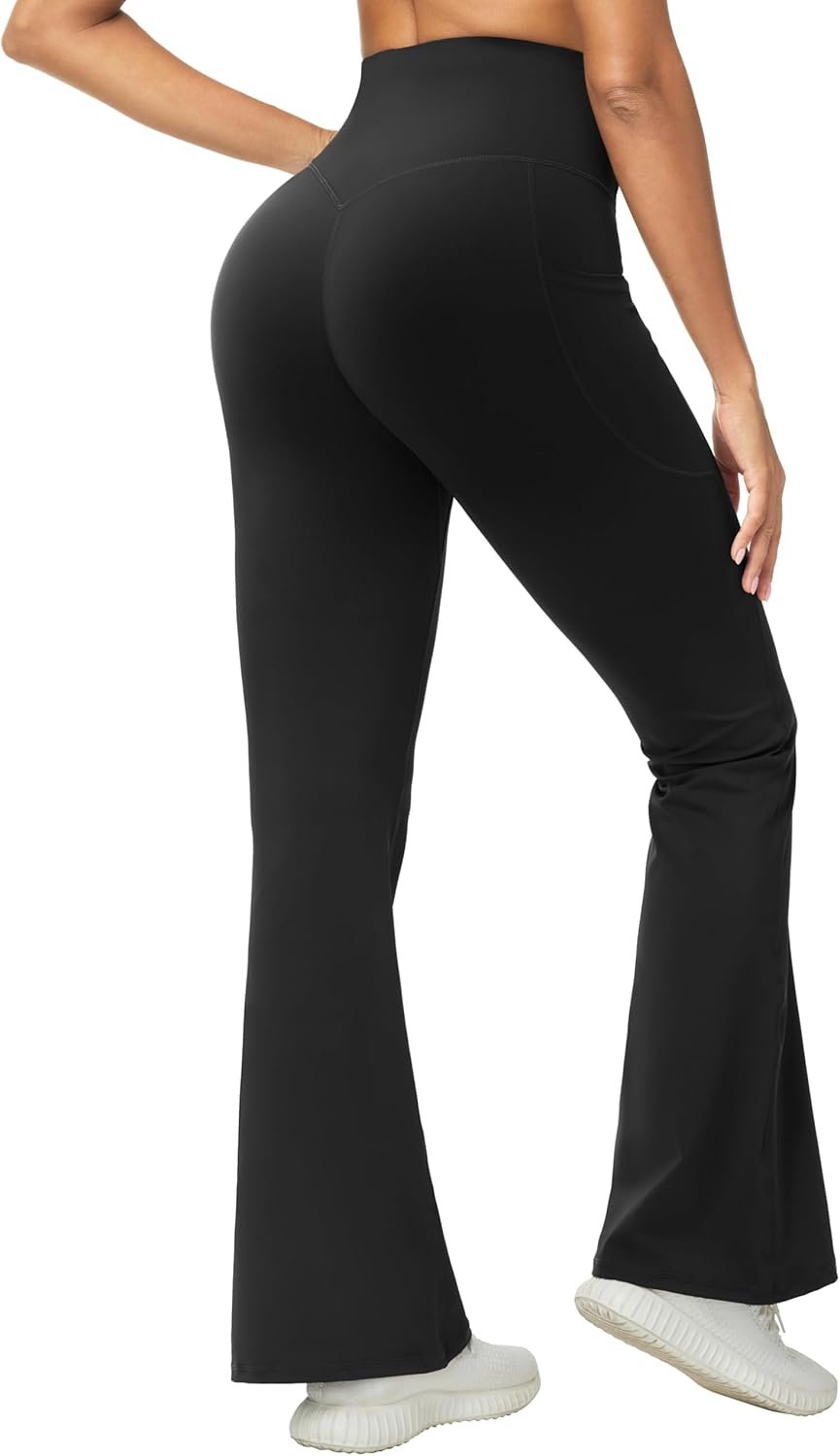 THE GYM PEOPLE Women’s Scrunch Butt Lifting Flare Yoga Pants High Waist Bell Bottom Workout Leggings with Pockets