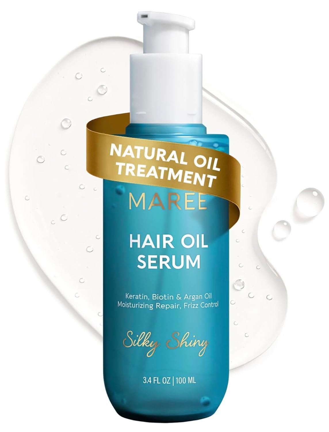MAREE Hair Serum for Dry and Curly Hair Gloss – Hair Oil for Frizzy Hair with Argan Oil, Keratin & Biotin – Frizz Control Hair Care Products for Women – Aceite Para el Cabello – Keratin Hair Treatment
