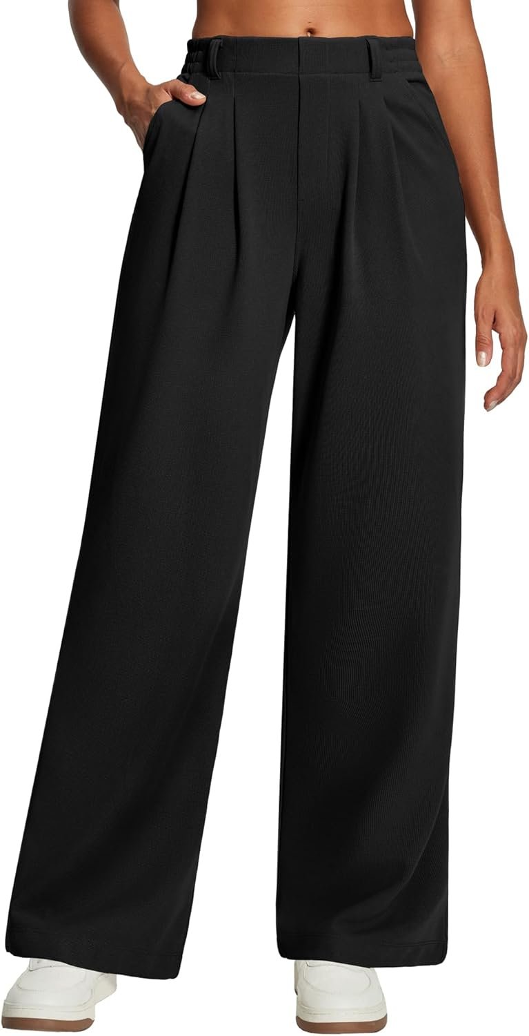 Heathyoga Wide Leg Stretchy Work Pants Women Pull on Dress Pants High Waisted Business Casual Trousers Slacks for Women