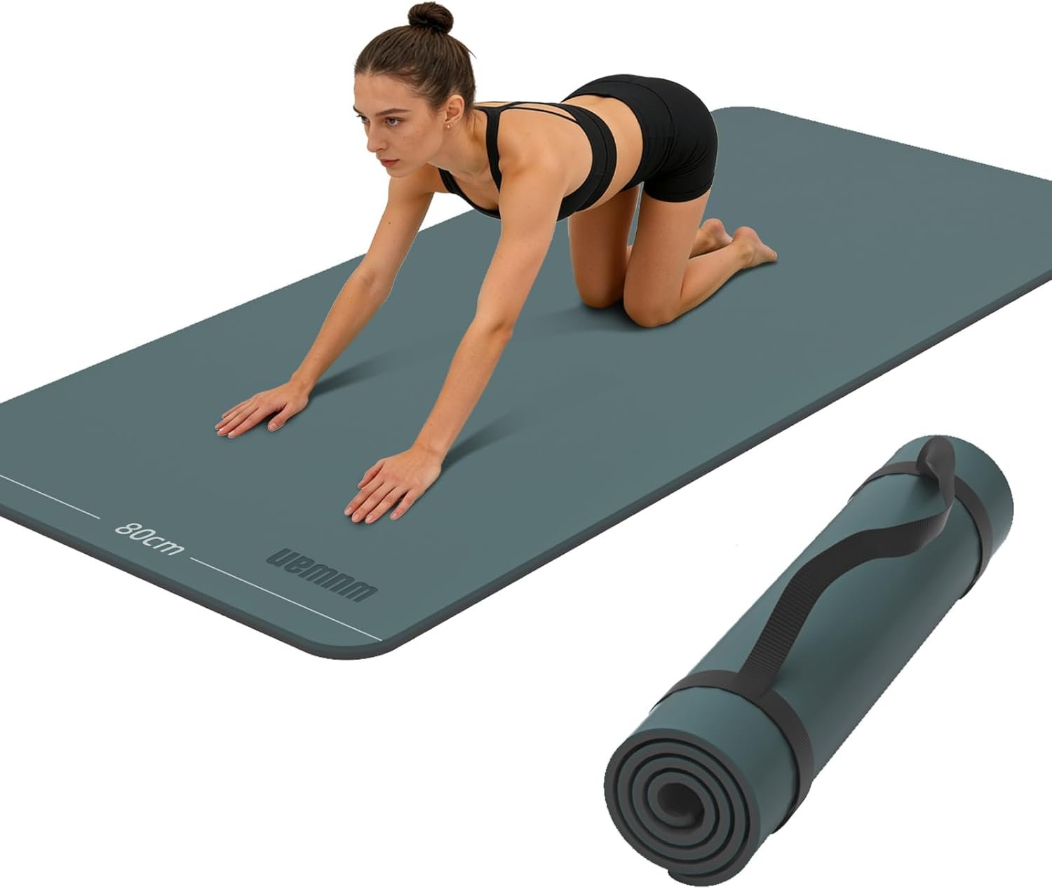 Wide Yoga Mat-80cm Non Slip Extra Thick 1/3” Fitness Exercise Mat TPE Material High Resiliency Hot Yoga Mats(72“L x 32″W) With Carry Strap for Women Yoga Pilates, Home Floor Workout