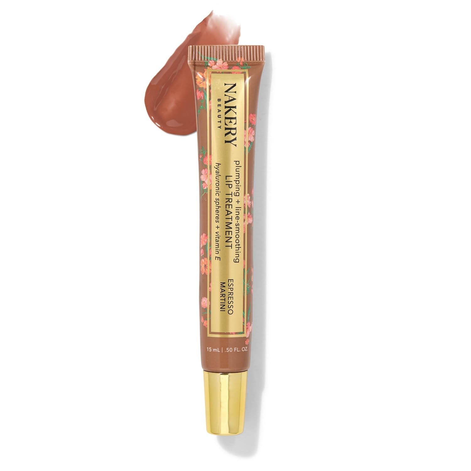Nakery Plumping Lip Treatment for Dry Cracked Lips – Line Smoothing Lip Plumper for Women with Hyaluronic Acid Serum for Lips – Non Sticky Lip Gloss Plumper for Petal Soft Lips – Espresso Martini