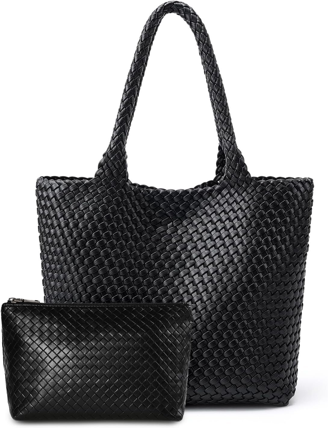 Woven Leather Handbag – Large Tote Bag for Women – Fashion Vegan Leather Tote