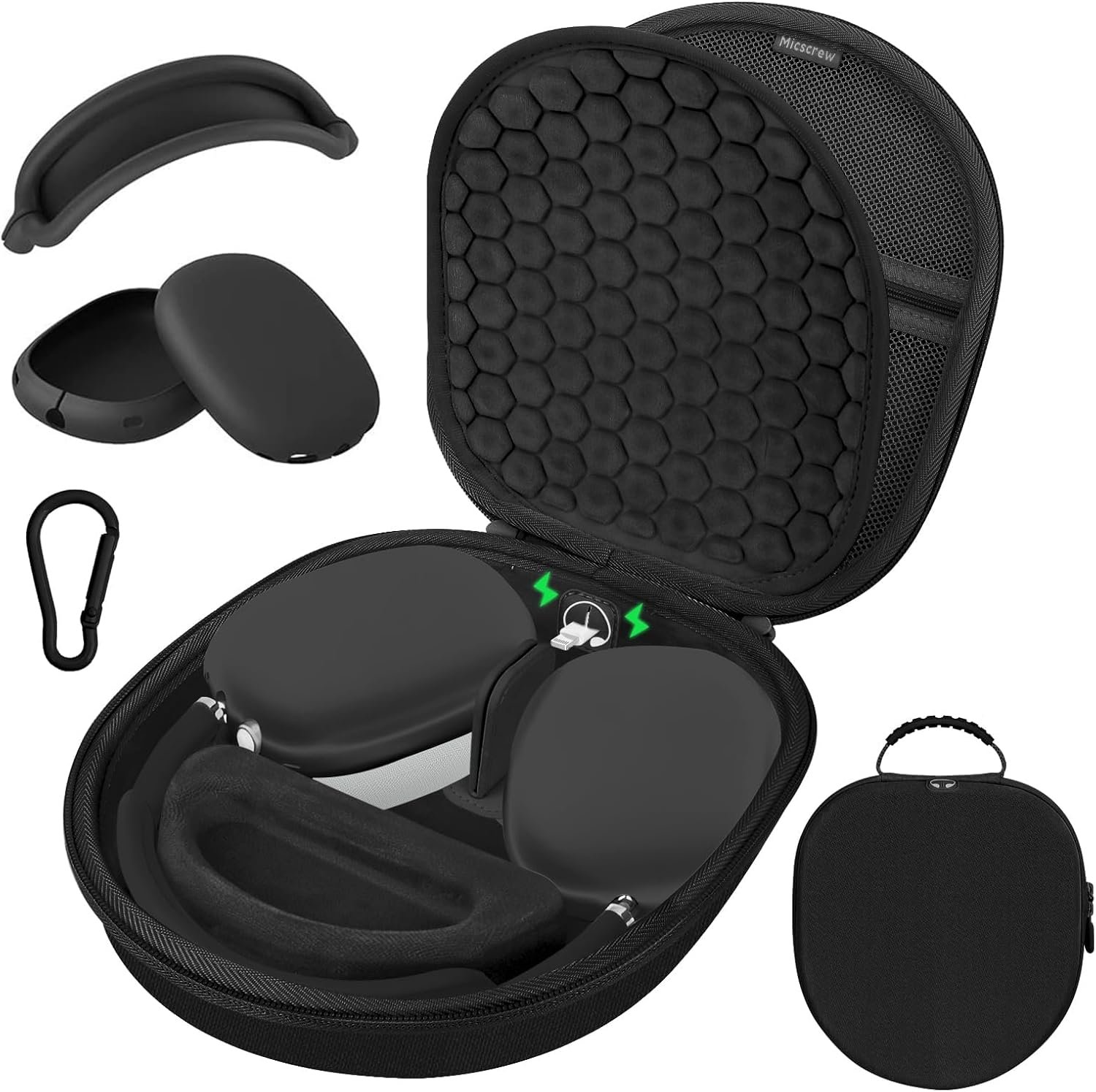 AirPod Max Case with Sleep and Charging Support, AirPods Max Accessory Compatible with Apple AirPods Max Wireless Over-Ear Headphones, Travel Portable Airpod Max Case(Black)
