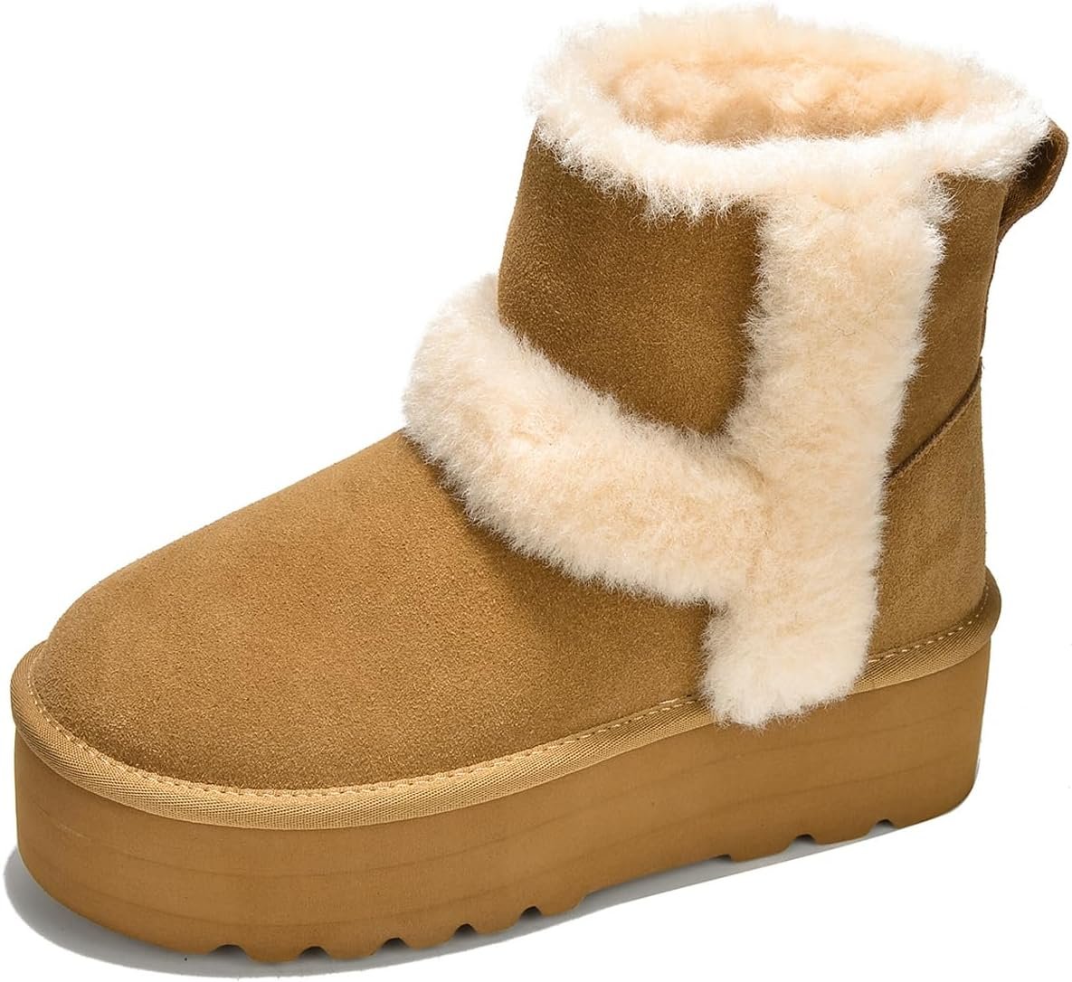 Project Cloud Genuine Suede Winter Boots for Women – Memory Foam Platform Non-slip Ankle Footwear – Fall Shoes 2025 (Furby)