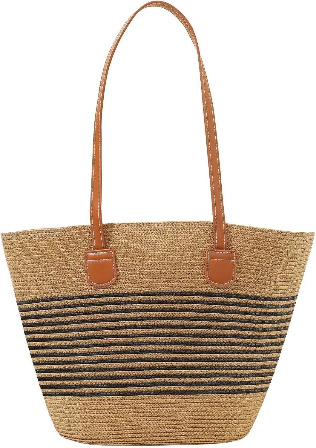 Straw Tote Bag for Women, Large Lightweight Woven Shoulder Bag for Travel, Summer Beach, Pool & Everyday City Use
