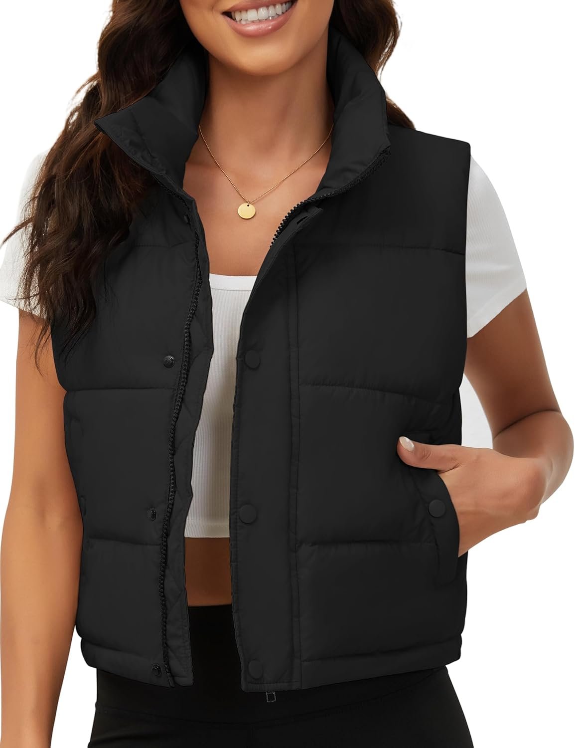 Fengbay Puffer Vest Women Sleeveless Winter Clothing Puffy Cropped Vests Jacket Fall Outfits 2026 Trendy Vest Top