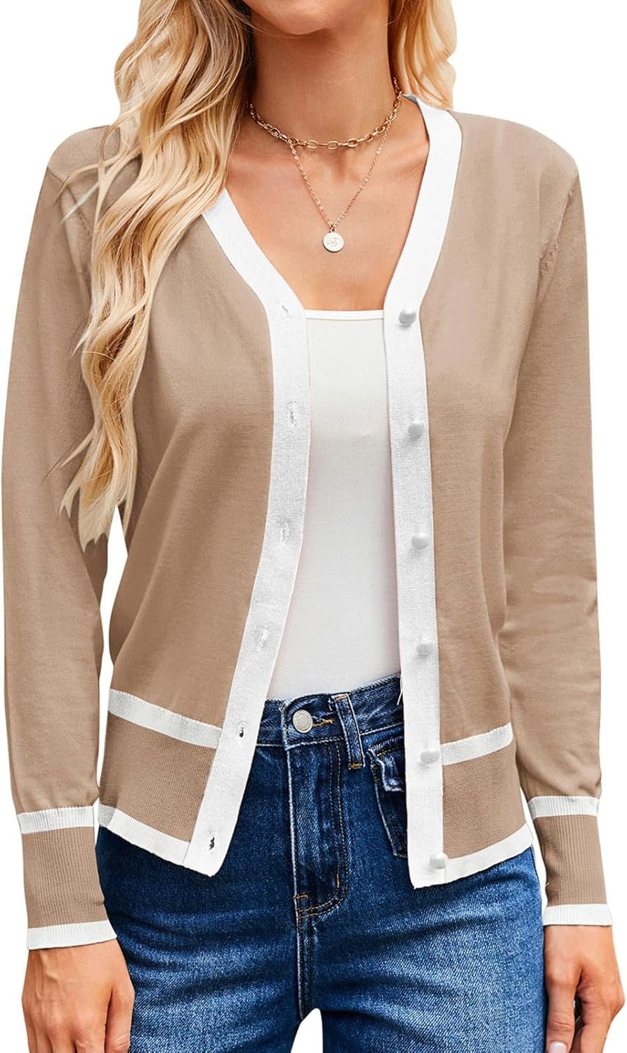 GRACE KARIN Cardigan Sweaters for Women Lightweight Long Sleeve Cropped Cardigan Spring Summer Fashion Clothing Outfits Shrug