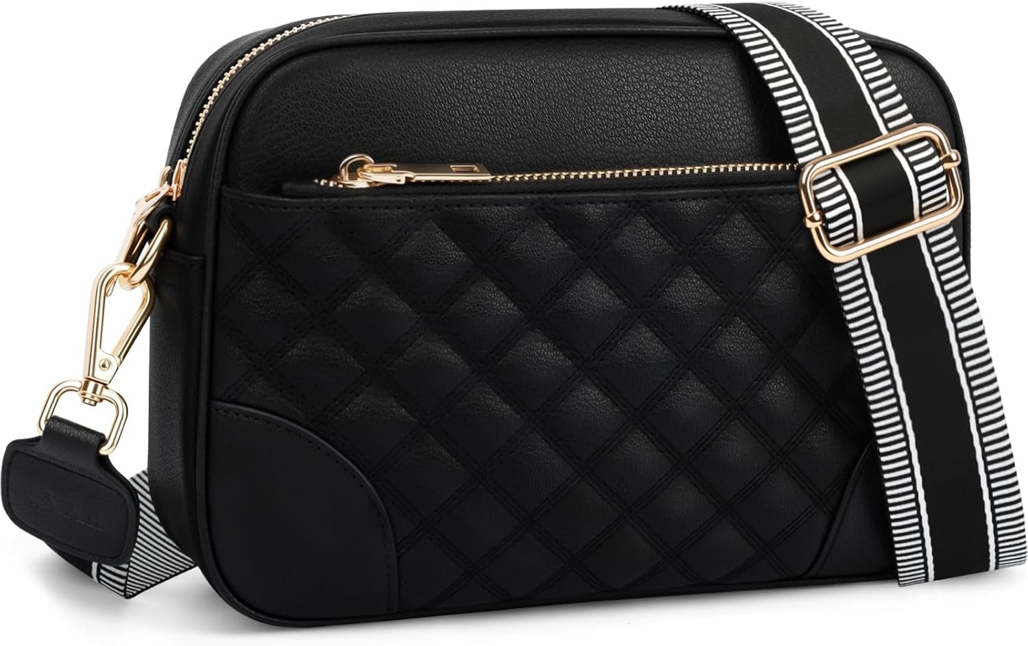 FYY Small Crossbody Bags for Women Quilted Vegan Leather Crossbody Purses for Women Travel with Adjustable Shoulder Strap