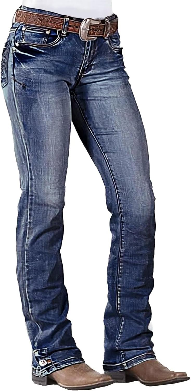 Flamingals Boot Cut Jeans for Women Mid Waist Straight Leg Jeans Trendy Jeans Denim Pants
