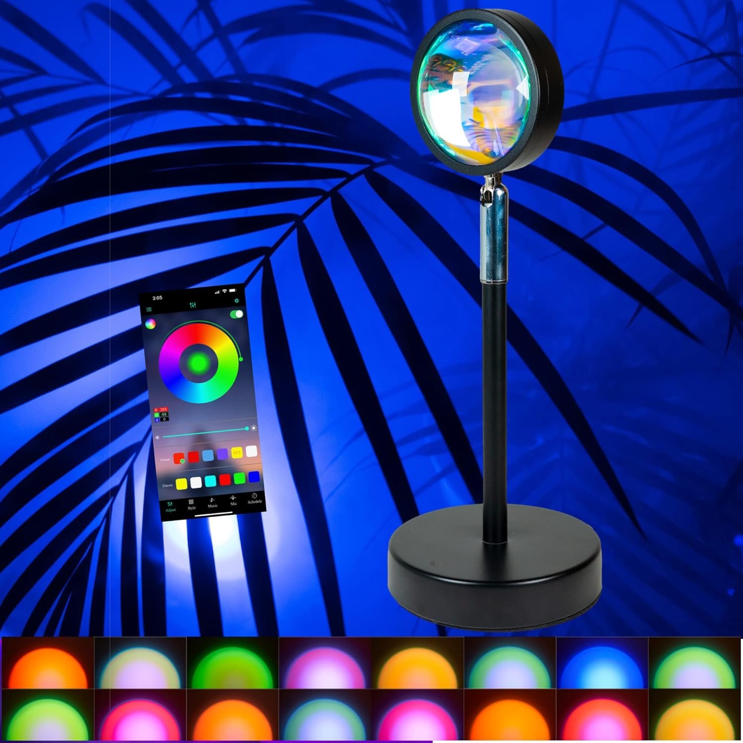 Sunset Lamp with Phone APP Remote-16 Colors LED Projection Light-Ambient Lighting Mood Setting-Golden Hour Light Photography Tiktok-USB Night Lights-Cool Room Decor for Bedroom Game Room-Kids Adults