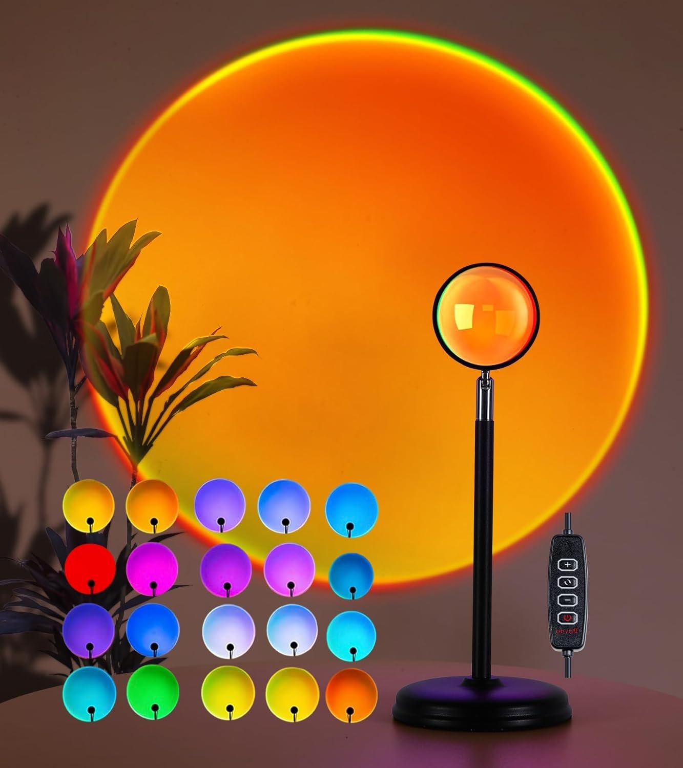 Sunset Lamp Projector,Multicolor Changing Night Light 360 Degree Rotation Rainbow Led Sun Lamp for Photography Backgrounds,Party,TikTop Live,Christmas Gifts,Home Decor,Mood Lighting
