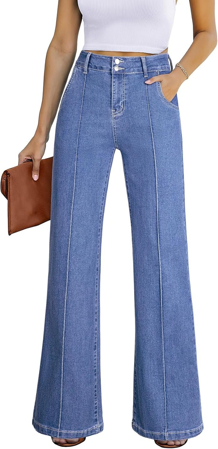 Sidefeel Womens Wide Leg Jeans Casual Baggy High Waisted Stretch Denim Pants