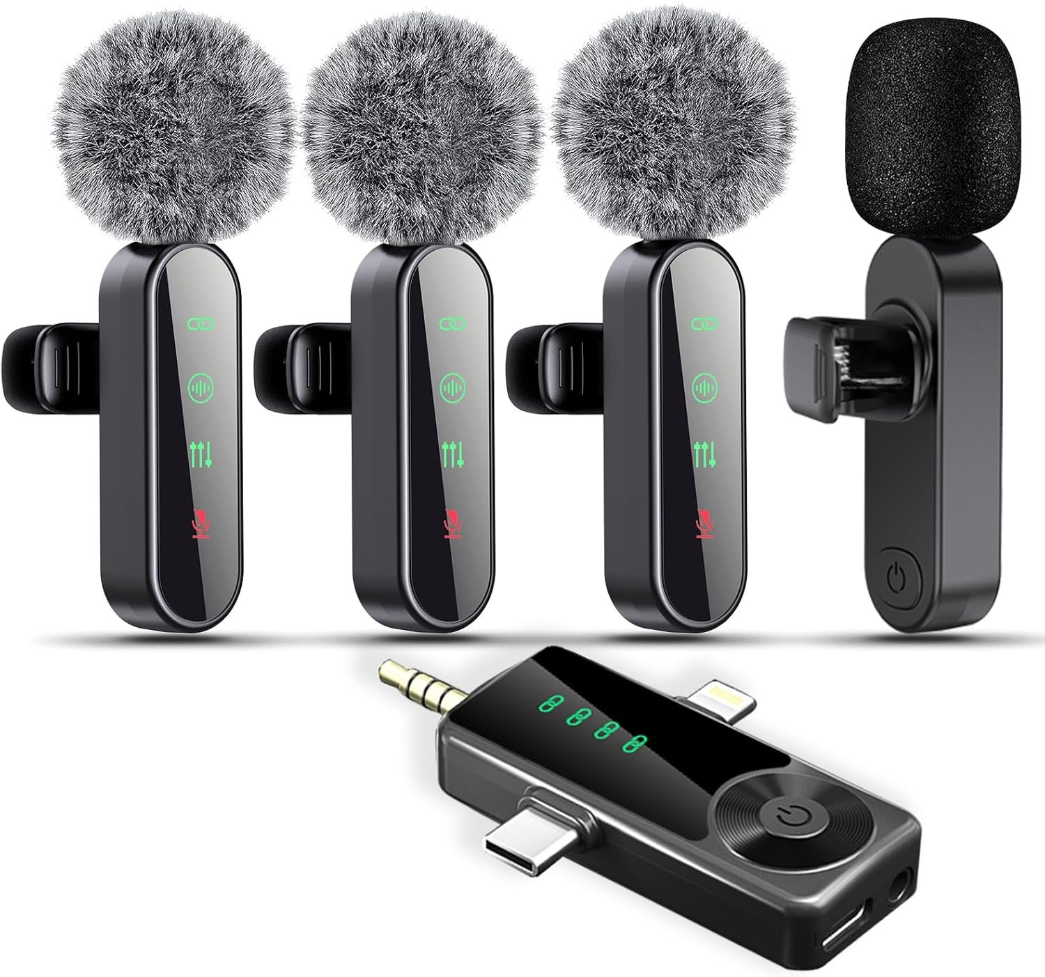 4 Packs Wireless Lavalier Microphone for iPhone/Android/Camera, Upgraded Mini Microphone with Noise Reduction, Mic for Video Recording, Podcasts, YouTube, TikTok, and Vlogging