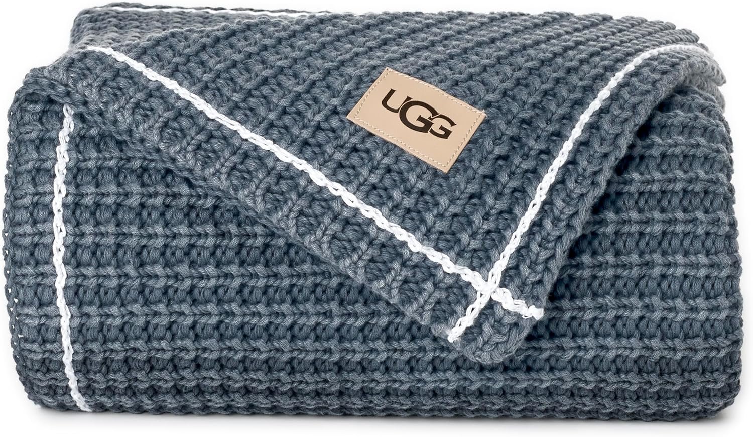 UGG Luna Knit Blanket Throw Cotton Chunky Soft Throw for Couch or Bed Cozy Warm Waffle Giftable Lightweight Blanket for Living Room Bedroom or Dorm Machine Washable, 50-inch x 70-inch, Imperial Blue