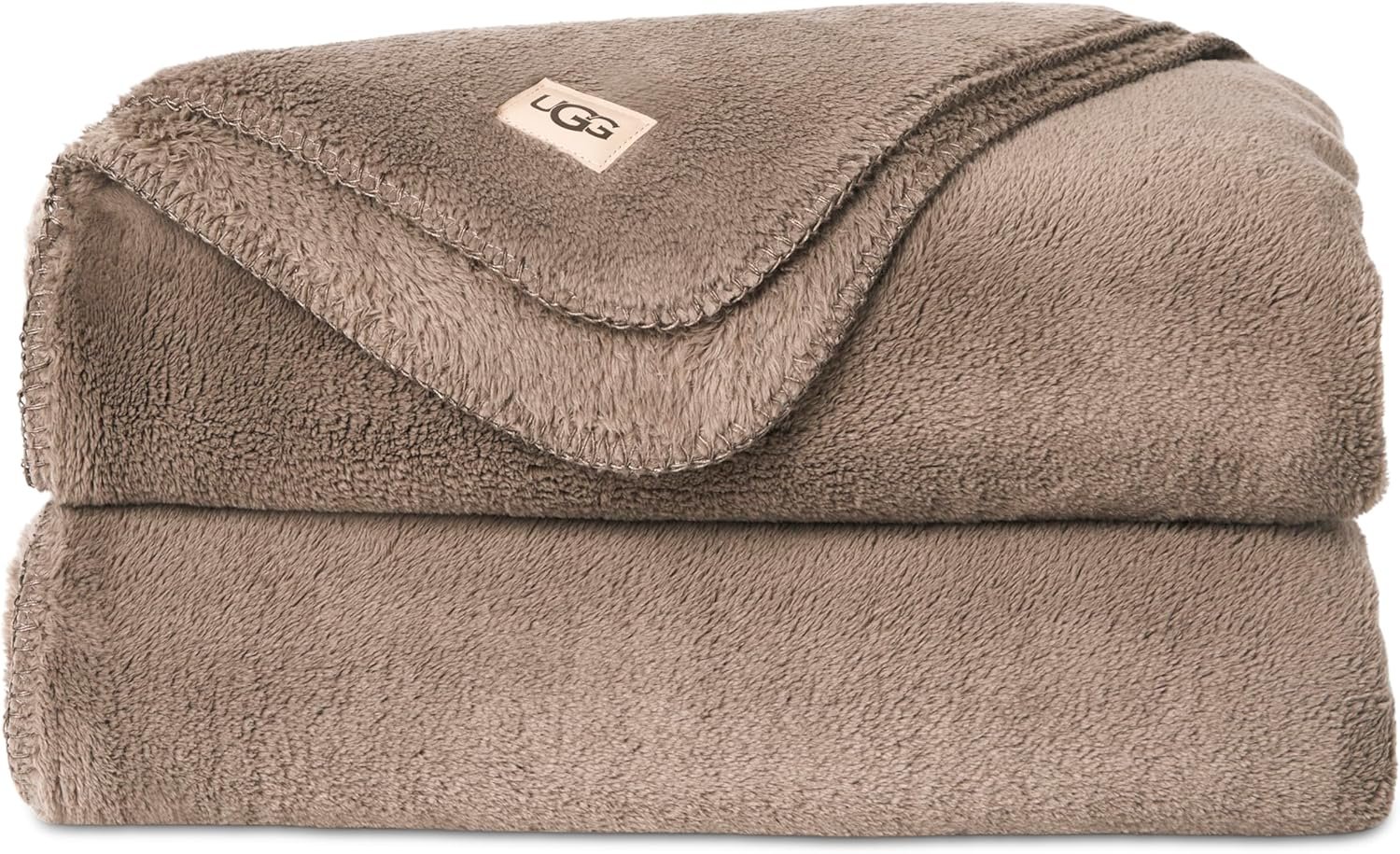 UGG Throw Blanket Fleece Lightweight Soft Cozy Throw for Bed or Chair, Luxury Home Decor, Giftable Christmas Blankets, Machine Washable, 50-inch x 70-inch, Light Fawn Brown