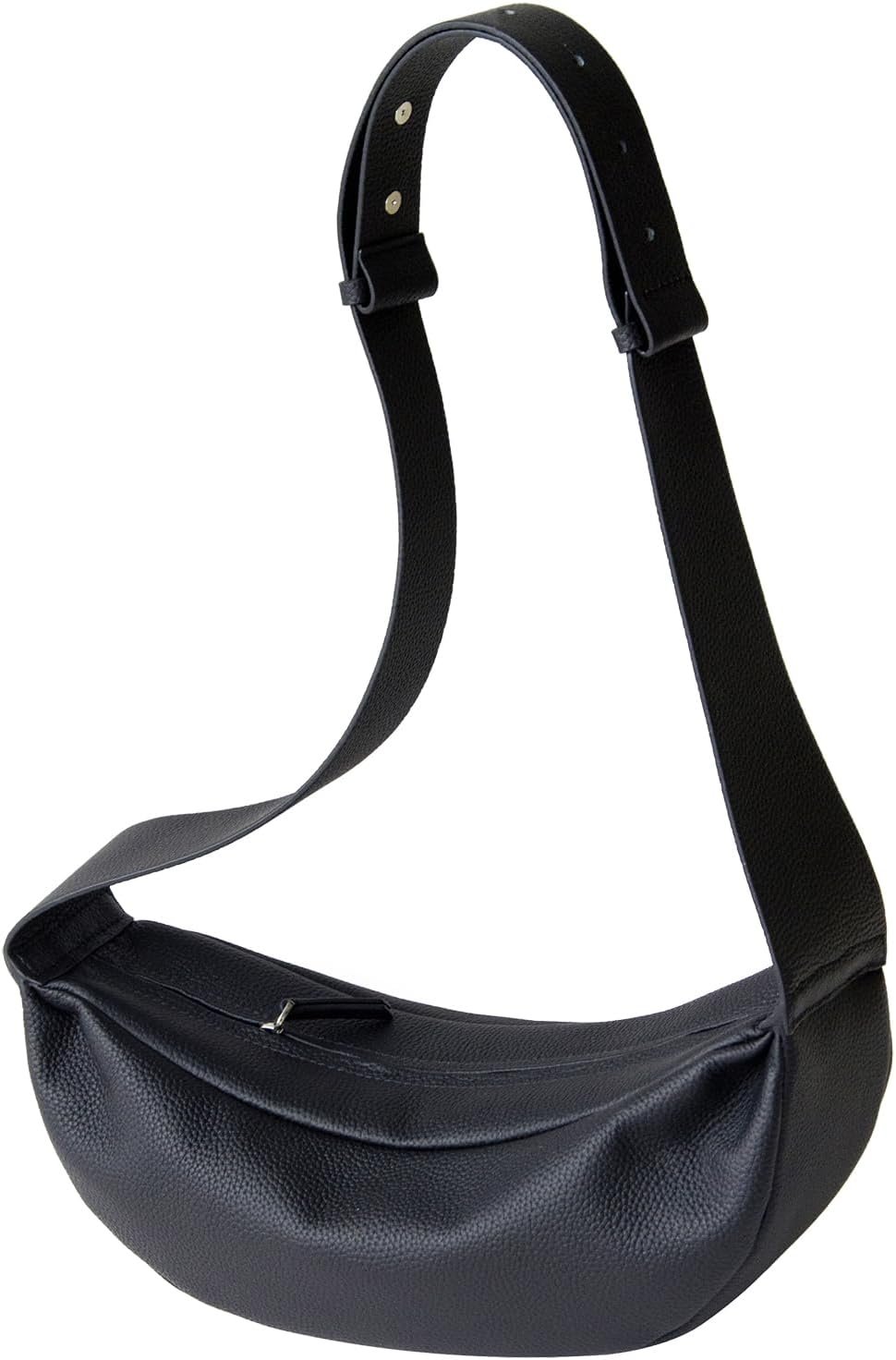Genuine Leather Sling Bags Crossbody Women, Minimalist Style Casual Chest Bags with Wide Strap