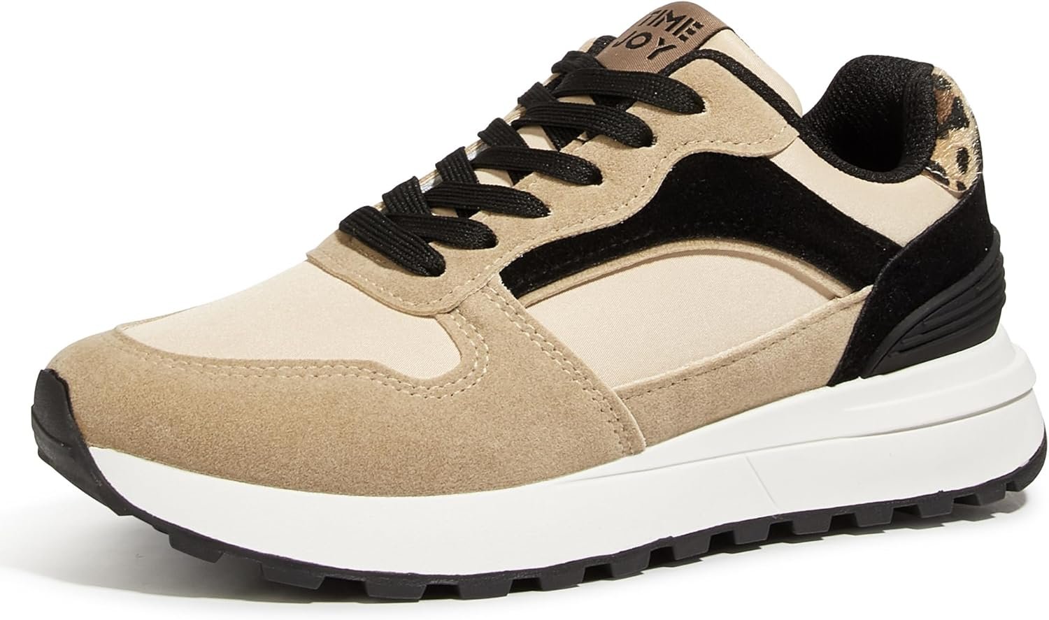 Women’s Retro Platform Sneakers Colorblock Oxford Fabric Chunky Lace-Up Shoes with Recyclable Material Insole for Tennis, Walking & Casual