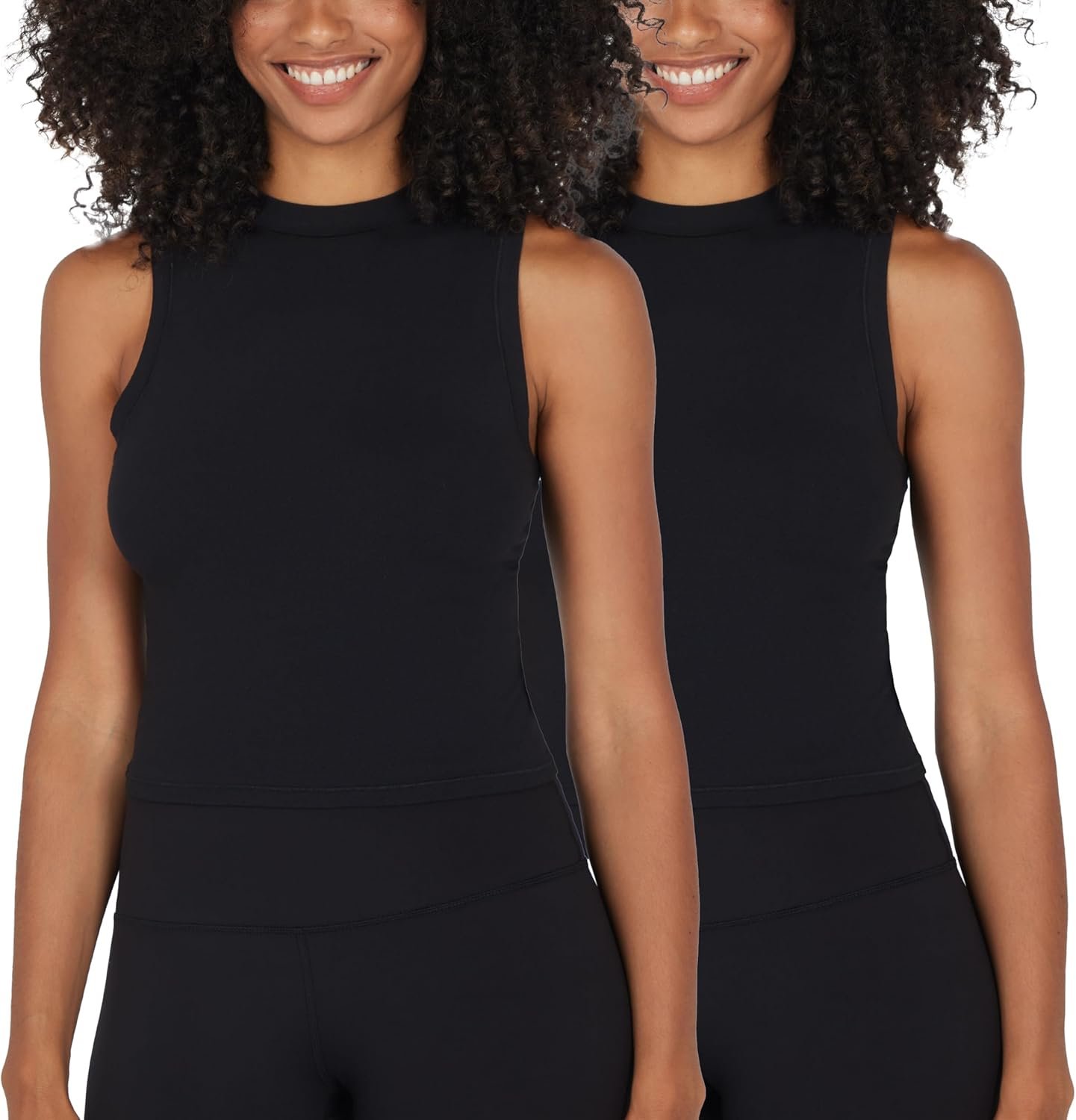 Yogalicious Womens Cotton Tank Top Mock Neck Super Soft Jersey Fitted Basic Sleeveless Summer Shirts 1 Pack, 2 Pack, 3 Pack